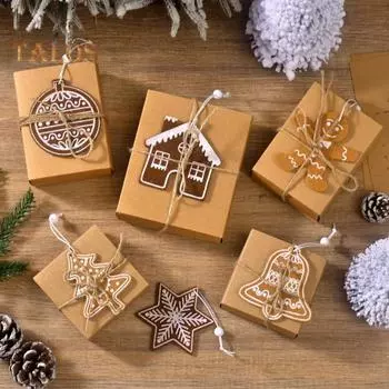 24 шт. фетровых украшений на елку, пряничный человечек, снежинка, колокольчики, рождественские украшения из фетра для зимней праздничной вечеринки 24PCS