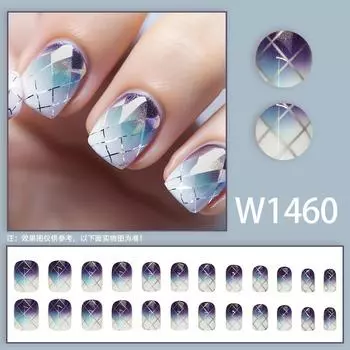 24 шт. Фиолетовый шарм сетка блестки темперамент простой новый продукт простой осенне-зимний белый нейл-арт носить ноготь