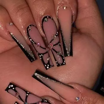 24 шт. Flash Diamond Nail Art Piece, европейские и американские накладные ногти, длинные ногти, накладные ногти
