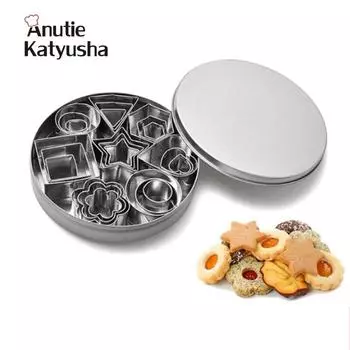 24 шт., формочка для печенья, нержавеющая сталь, квадратный цветок, звезда, сердце, форма для помадки, штамп для печенья, инструменты для украшения выпечки