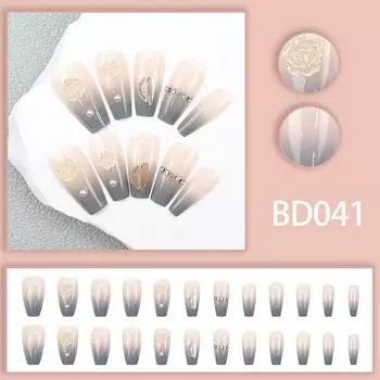24 шт. французских накладных ногтей, водонепроницаемые, накладные ногти, полное покрытие, желеобразный клей, салон красоты, любители ногтей A5