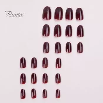 24 шт., гелевые накладные ногти с клеем, съемные, с полным покрытием, винно-красные, французские типсы, дизайн ногтей «сделай сам», сверхлегкие накладные ногти для искусственного маникюра, женские накладные ногти, ногти вино красного