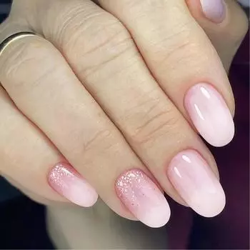 24 шт. Градиентные накладные ногти с блестками, короткие овальные, набор для наклеивания для модных женщин для повседневной носки и особых случаев