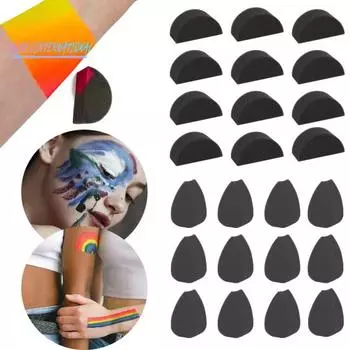 24 шт. губки для рисования лица-высокая плотность, простые в использовании полукруглые, богатые формы, мягкие поделки для рисования лица синий