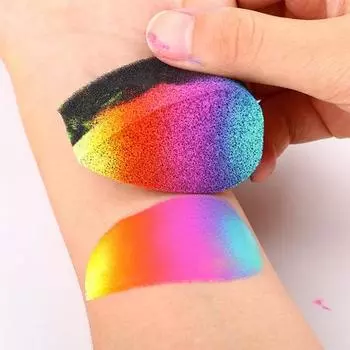 24 шт. губки для рисования лица, высокая плотность, простые в использовании полукруглые, богатые формы, мягкие поделки для рисования лица синий