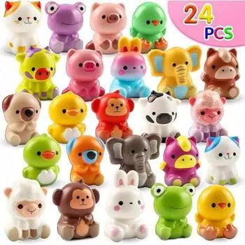 24 шт. Игрушки для снятия стресса в виде животных для детей, наполнители для мешочков с подарками, пиньята