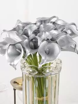 24 шт. искусственные цветы каллы лилии настоящие каллы лилии искусственные цветы каллы лилии для свадебного букета украшения для вечеринки свадебный букет декор чёрный