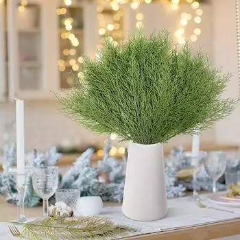 24 шт. искусственные рождественские ветки сосновой иглы, реалистично выглядящие искусственная зелень, сосновые кирки, украшение для рождественской елки 35cm 24PCS