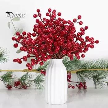24 шт. искусственных ягодных рождественских стеблей, имитирующих пенопластовые ветки ягод для рождественского венка, украшения для дома чёрный