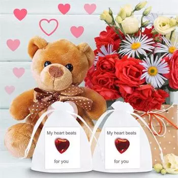 24 шт. карманных сердечек с надписью «Любовь», искусственные бриллиантовые сердца с карточками и марлевыми мешочками, карманные сердечки на День святого Валентина, подарок для обмена для любимых 24PCS