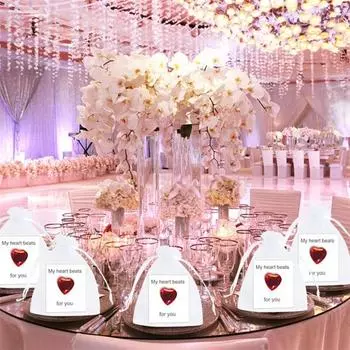 24 шт. карманных жетонов в виде сердечек с искусственным бриллиантом в форме сердца с карточками и марлевыми мешочками ко дню святого Валентина