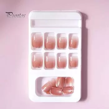 24 шт./компл., блестящая пудра, мягкие ногти, безопасные, широкое применение, универсальное ношение готовых накладных ногтей, наклейки розовый