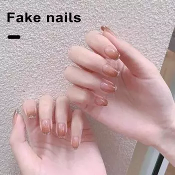 24 шт./компл., блестящая пудра, мягкие ногти, безопасные, широкое применение, универсальное ношение готовых накладных ногтей, наклейки розовый
