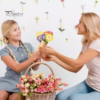 24 шт./компл., букет цветов на день матери, набор для рукоделия, набор для поздравительных открыток «сделай сам», набор для изготовления крафт-бумажных карточек, неделя признательности учителя, подарок, ремесло Sets