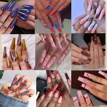 24 шт./компл. быстрые ногти длинные блестящие маникюрные свадебные балетные накладные ногти водонепроницаемые носимые готовые наклейки для ногтей 24pcs