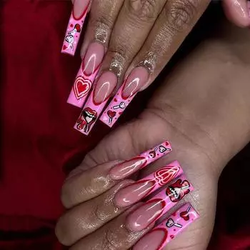 24 шт./компл., быстрые ногти, длинные любовные губы, граффити, накладные ниалы, наклейки, носимые водонепроницаемый маникюр, готовые ногти