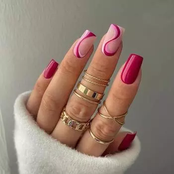 24 шт./компл., быстрые ногти, матовые розовые волны, накладные наклейки Nials, носимые водонепроницаемый маникюр, готовые ногти