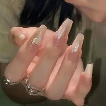 24 шт./компл. быстрые ногти смазанные накладные наклейки для ногтей балерина маникюр