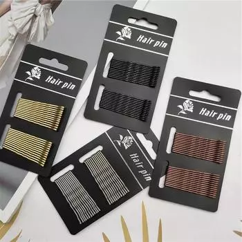 24 шт./компл. черные шпильки для волос для женщин, заколки для волос, женские невидимки, невидимая заколка для волос с волной, металлическая заколка для волос чёрный