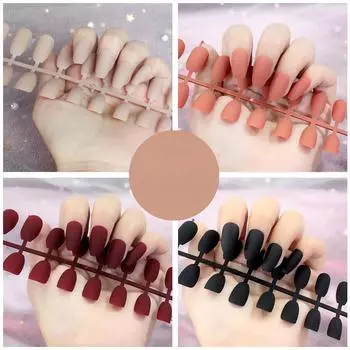 24 шт./компл. DIY быстрые ногти, матовые, матовые, длинные, Т, однотонные, накладные ногти, разноцветные полоски, готовый маникюр, маникюр