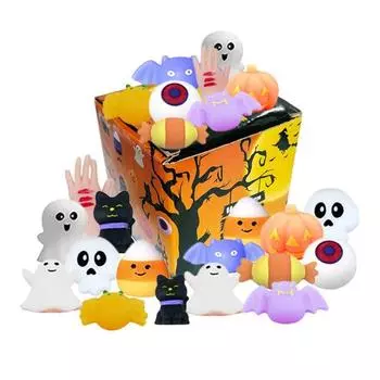 24 шт./компл. Хэллоуин сжимаемая игрушка с медленным отскоком TPR снятие стресса привидение тыква летучая мышь череп черный кот