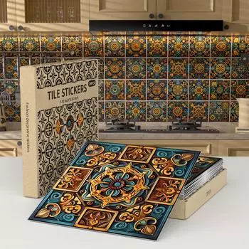 24 шт./компл. мексиканская плитка на фартук, наклейки на стену для кухни и ванной комнаты, утолщенные водонепроницаемые и съемные самоклеящиеся обои 15*15cm 24Pcs