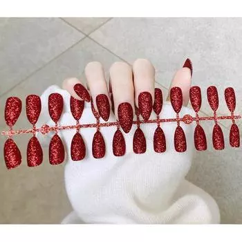 24 шт./компл. накладные ногти, наклейки для ногтей, блестящие ногти, сделай сам, быстрые ногти красный