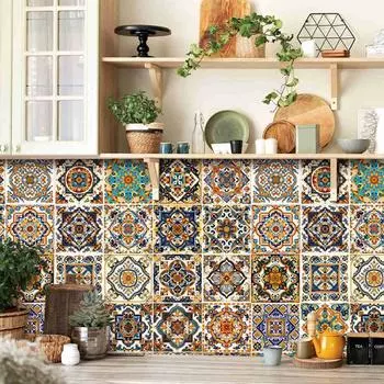 24 шт./компл. Наклейка на плитку для украшения дома в стиле ретро, глянцевая самоклеящаяся наклейка на плитку для кухни, ванной комнаты, художественная наклейка