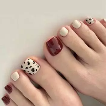 24 шт./компл. наклейки для ногтей с винно-красным леопардовым принтом, удобный быстрый маникюр и накладные ногти вино красного