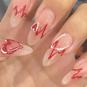 24 шт./компл. наклейки для ногтей с пульсометром, съемные готовые ногти, универсальный водонепроницаемый носимый дизайн ногтей