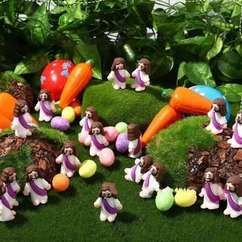 24 шт./компл., пасхальные украшения, мультяшная гладкая цветная мини-фигурка Иисуса, украшения для пасхальной вечеринки, кукла Иисуса, пасхальные яйца, начинки