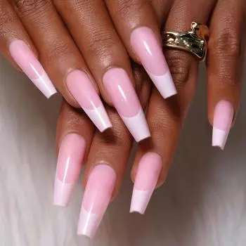 24 шт./компл., розовые длинные балетные накладные ногти, наклейки для быстрых ногтей, носимые водонепроницаемый маникюр, готовые ногти