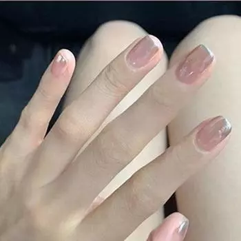 24 шт./компл., серебряная пудра, градиентные носимые ногти, блестящие маникюрные готовые носимые накладные наклейки для ногтей, накладные ногти серебряный