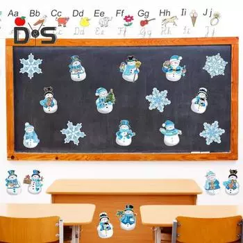 24 шт./компл. Снеговик Снежинка Вырезы Магнит на холодильник Рождество Зима Настенный Окно Доска Объявлений Магнит на холодильник Домашний Офис Кухня 24PCS