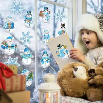 24 шт./компл. Снеговик Снежинка Вырезы Магнит на холодильник Рождество Зима Стена Окно Доска Объявлений