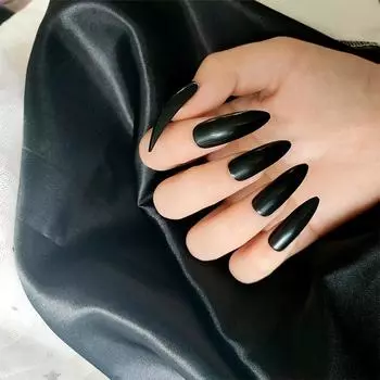 24 шт./комплект цветных заостренных накладных ногтей, которые легко и быстро надевать чёрный