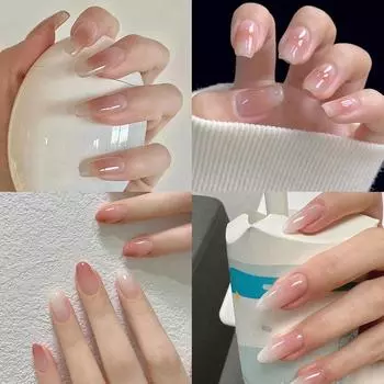 24 шт./комплект короткие квадратные накладные ногти для женщин милые французские сердечки для невесты пресс-поддельные накладные ногти w D4G6 E121-1set