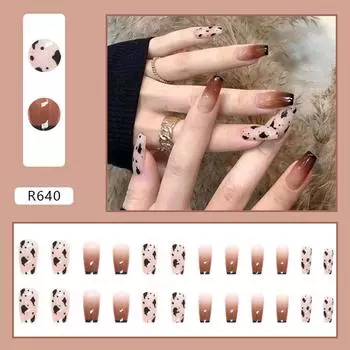 24 шт./комплект накладных ногтей Nude Long French Almond Coffin Brown Grey Nail Ongles Tips De Z0Z4 style 1-1set