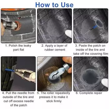 24 шт. комплект заплаток для шин 36*4 мм, набор заплаток для ремонта шин, грибовидная заплатка, резинка для ремонта проколов протектора шины 24pcs