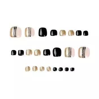 24 шт. короткие квадратные французские накладные ногти на ногах, 10 мл One Size