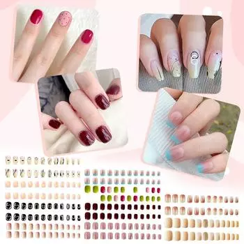 24 шт. Короткие накладные ногти Накладные ногти Блестящие маникюрные патчи для ногтей 10 мл One Size