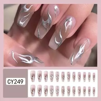 24 шт. Короткие накладные ногти Накладные ногти Блестящие маникюрные патчи для ногтей 10 мл One Size розовый