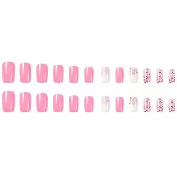 24 шт. Короткие накладные ногти Накладные ногти Блестящие маникюрные патчи для ногтей 10 мл One Size розовый
