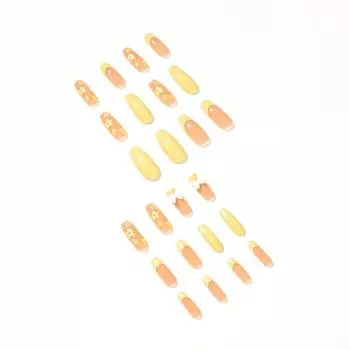 24 шт. Короткие накладные ногти Накладные ногти Блестящие маникюрные патчи для ногтей 10 мл One Size жёлтый