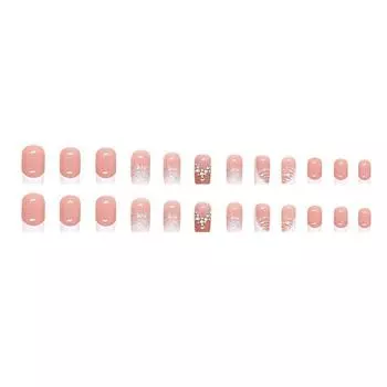 24 шт. Короткие накладные ногти Накладные ногти Блестящие маникюрные патчи для ногтей 10 мл One Size розовый