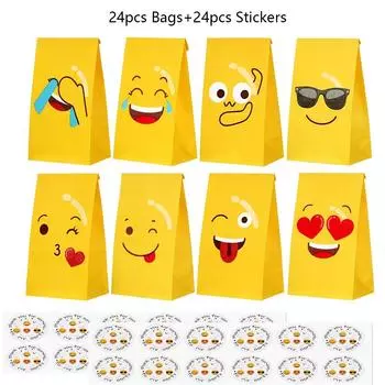 24 шт. Красочные подарочные бумажные пакеты с 24 шт. наклеек для упаковки подарков, сувениров