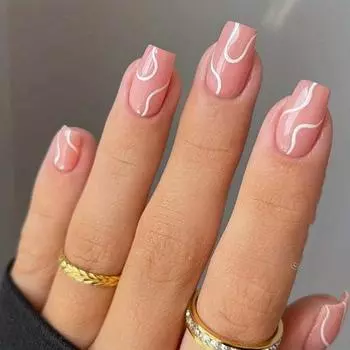 24 шт. квадратных накладных ногтей с желейным клеем, блестящая и красивая защита ногтей line