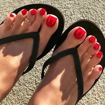 24 шт. летних накладных ногтей для ногтей, яркие красные наклейки для ногтей красный