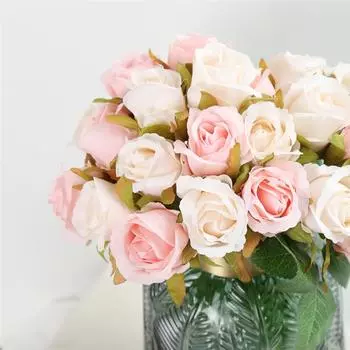 24 шт./лот, искусственные цветы розы, свадебный букет, шелковая роза для украшения дома, вечеринки, искусственные цветы шампанского