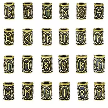 24 шт./лот Подвески для волос, косичек, бороды, TIWAZ TYR Sol Rune, бусины для дредов, подходят для бороды или волос gold-24pcs